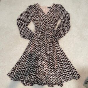 Tahari ASL GORGEOUS FLIRTY Black/Taupe Dress  – Sz 2